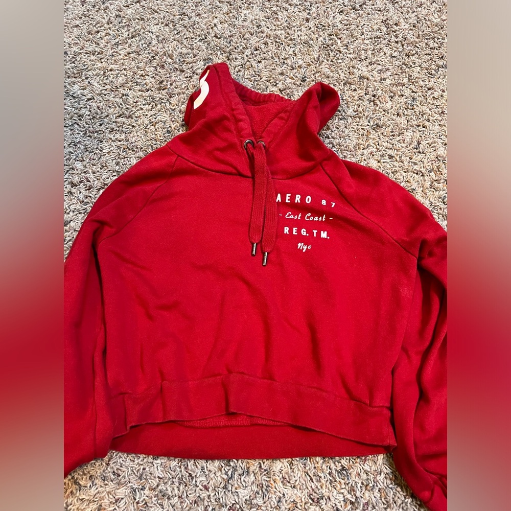 Aeropostale NYC red cropped hoodie